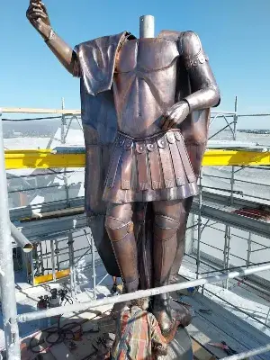 Consolidamento Campanile Treviolo - Bergamo - Opera conclusa con nuova statua