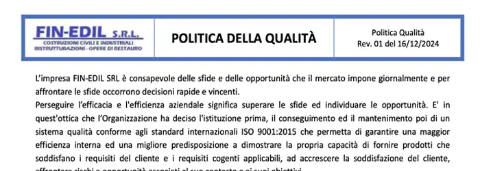Anteprima Politica Qualità