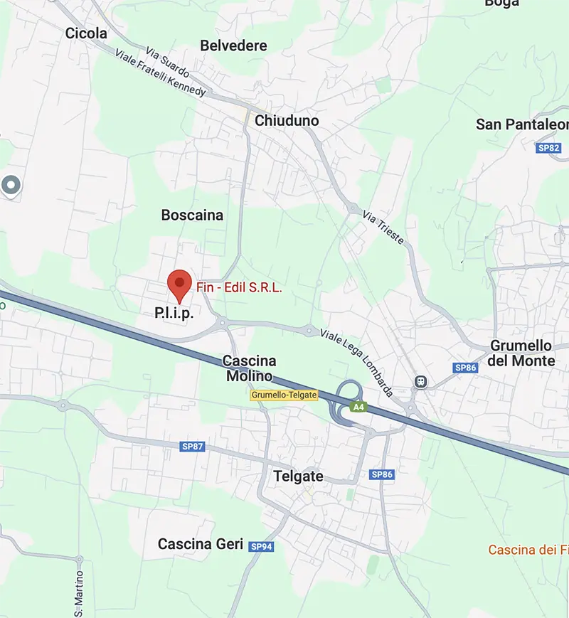 Mappa della sede di Fin-Edil a Chiuduno, Bergamo